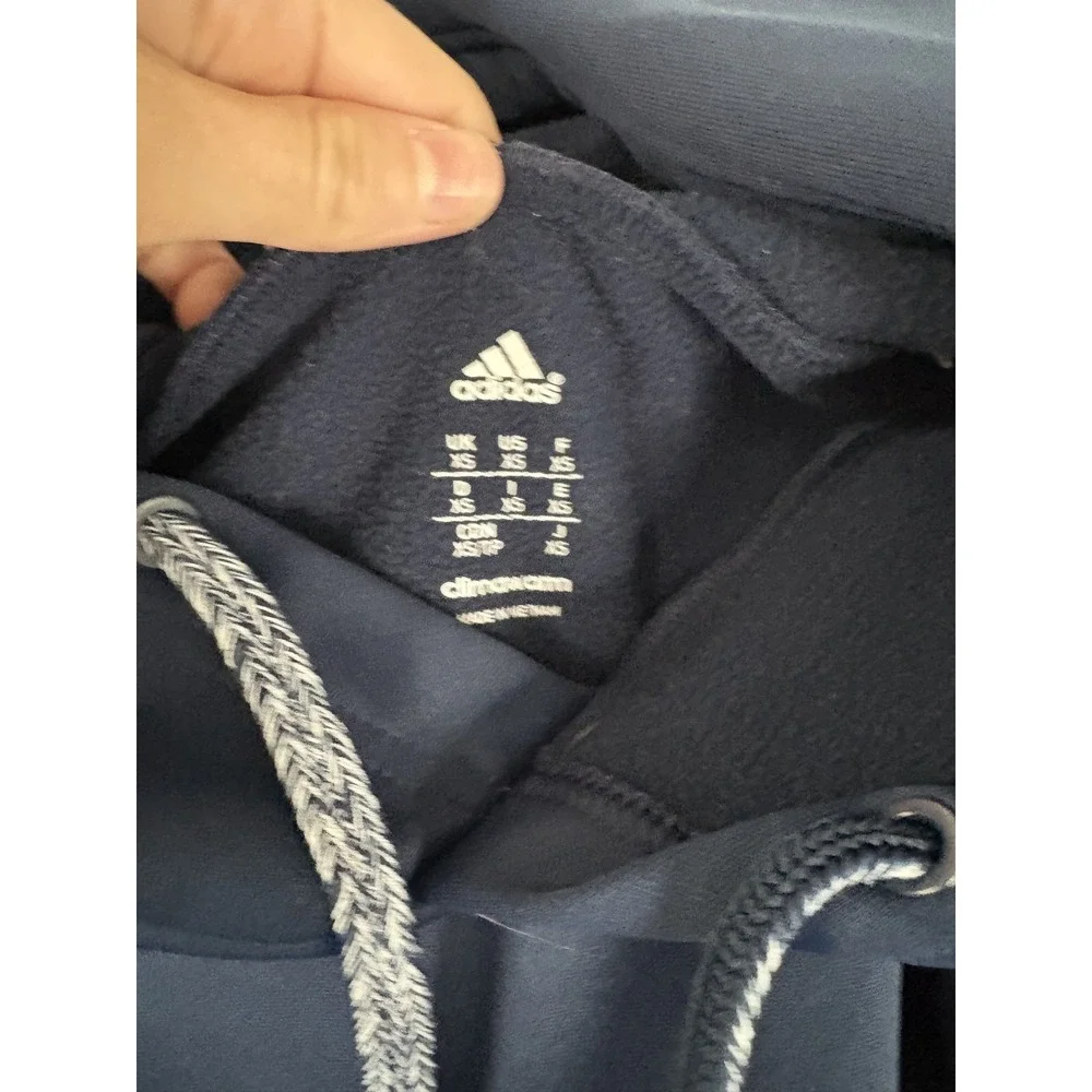 Adidas Hoodie Mens XS Navy‎ Blue Climalite Pullover Athletic Sweatshirt Pocket